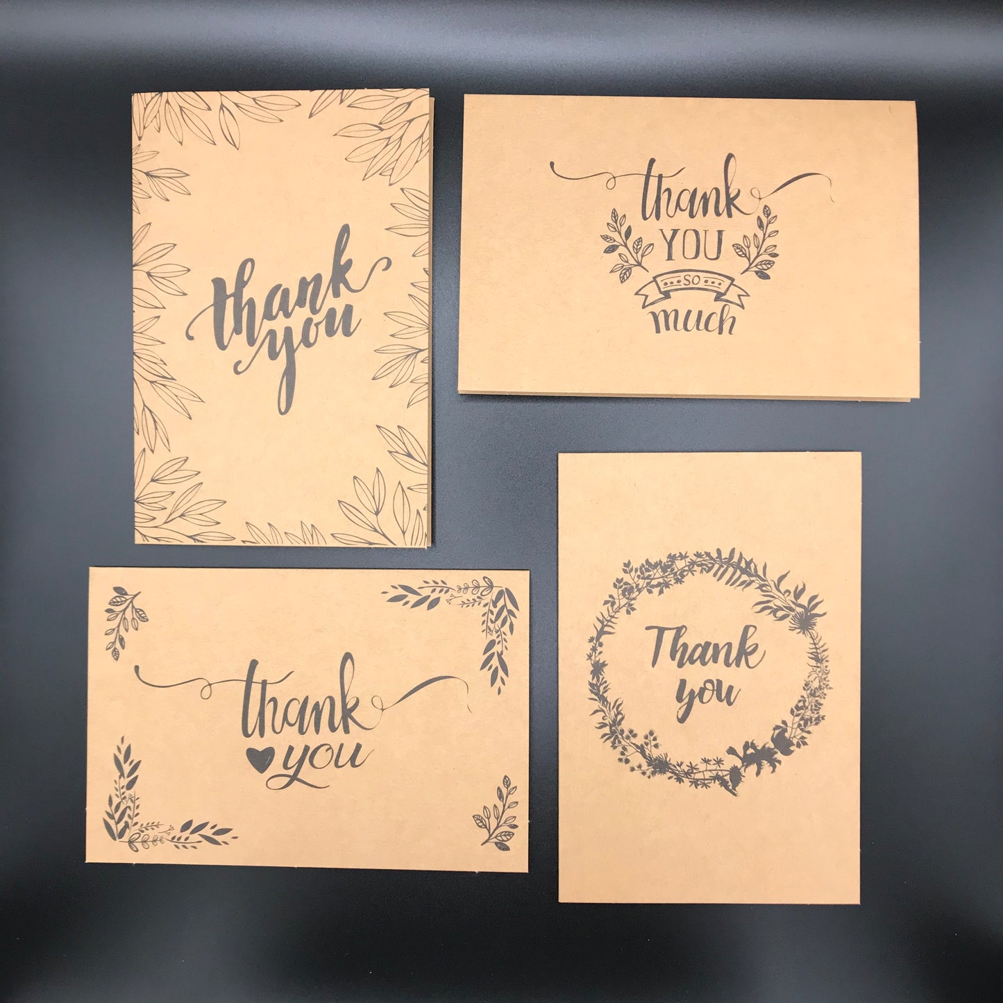 Kraft Thank You Cards with Envelopes & Stickers - 24pc. Set