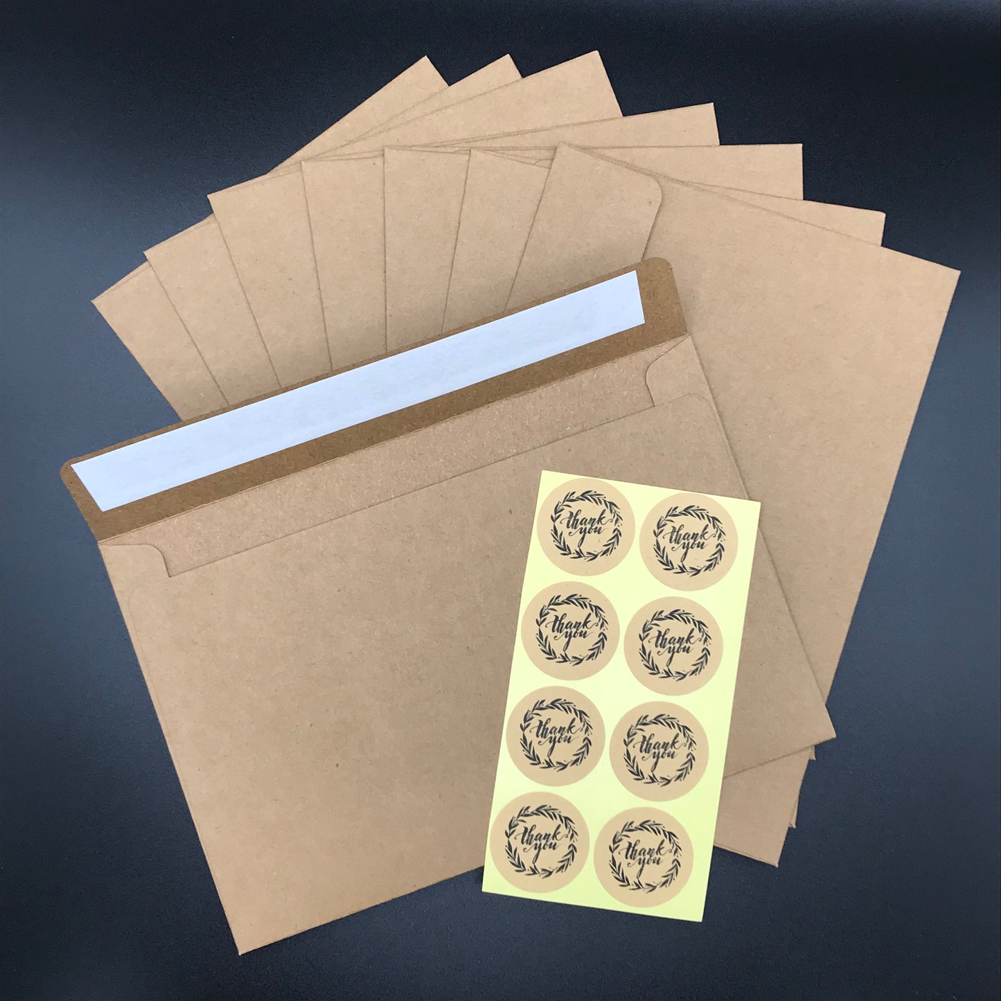 Kraft Thank You Cards with Envelopes & Stickers - 24pc. Set